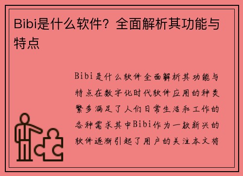 Bibi是什么软件？全面解析其功能与特点